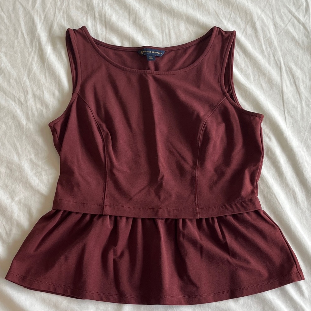 Brooks Brothers Sleeveless Peplum Tank in Burgundy